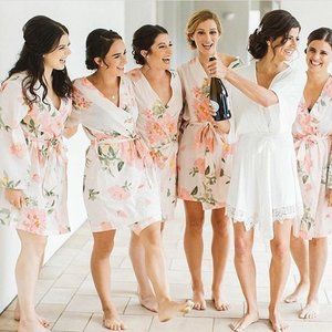 {Plum Pretty Sugar} Pink floral on white robe